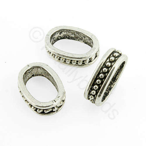 Antique Silver Rondelle - 14x10x3mm - Oval 8pcs