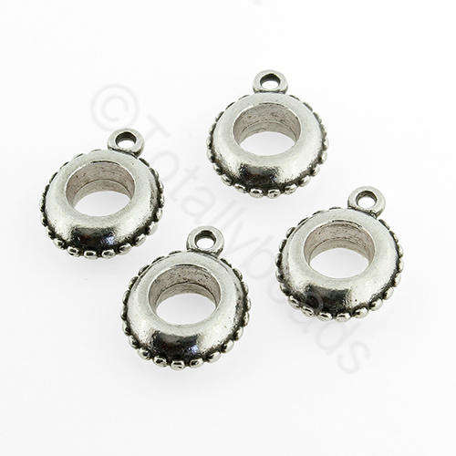 Antique Silver bead hanger - 10x3mm - Large Hole 10pcs