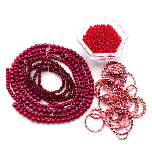 Olivia Necklace ruby necklace making kit — DIY set with beads and instructions for creating handmade jewelry