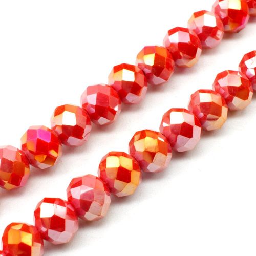 10mm crystal beads opal red ab, pack of 30 — AB finish, faceted for jewelry making and beadwork