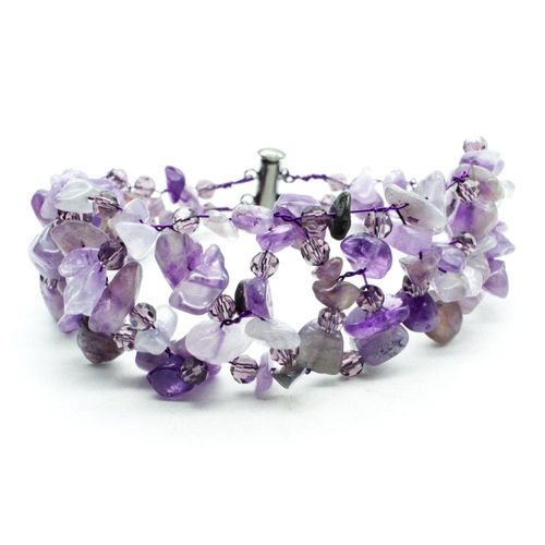 Wire Cuff Bracelets dark amethyst bracelet making kit — DIY set with beads and instructions for creating handmade jewelry