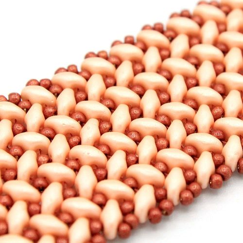 SuperDuo Chevron Bracelet powdery pastel peach bracelet making kit — DIY set with beads and instructions for creating handmade jewelry