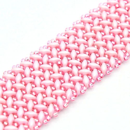 SuperDuo Chevron Bracelet pastel pink bracelet making kit — DIY set with beads and instructions for creating handmade jewelry