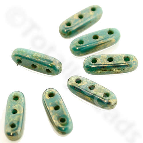 10mm Czech glass glass beads persian turquoise — pack of 30, high-quality two-hole beads ideal for jewelry making, bead weaving, and crafts