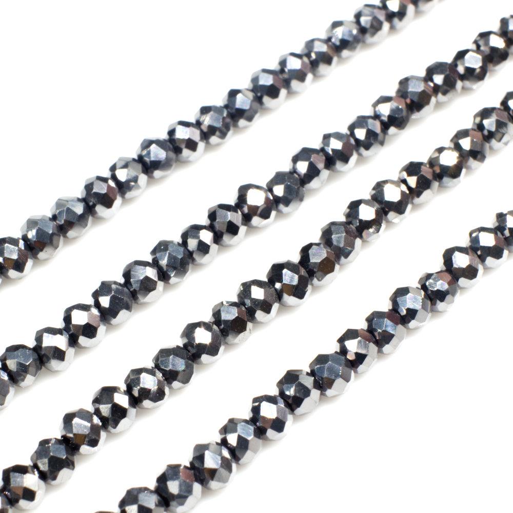 3.5mm crystal beads dk silver plate, pack of 150 — plated finish, ideal for jewelry making and beadwork