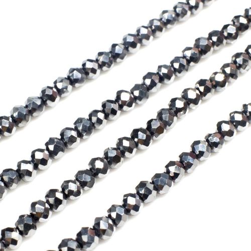 3.5mm crystal beads dk silver plate, pack of 150 — plated finish, ideal for jewelry making and beadwork