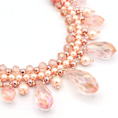 Daphne Crystal Necklace rose rainbow necklace making kit — DIY set with beads and instructions for creating handmade jewelry