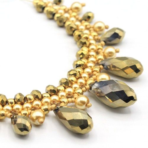 Daphne Crystal Necklace champagne haze necklace making kit — DIY set with beads and instructions for creating handmade jewelry