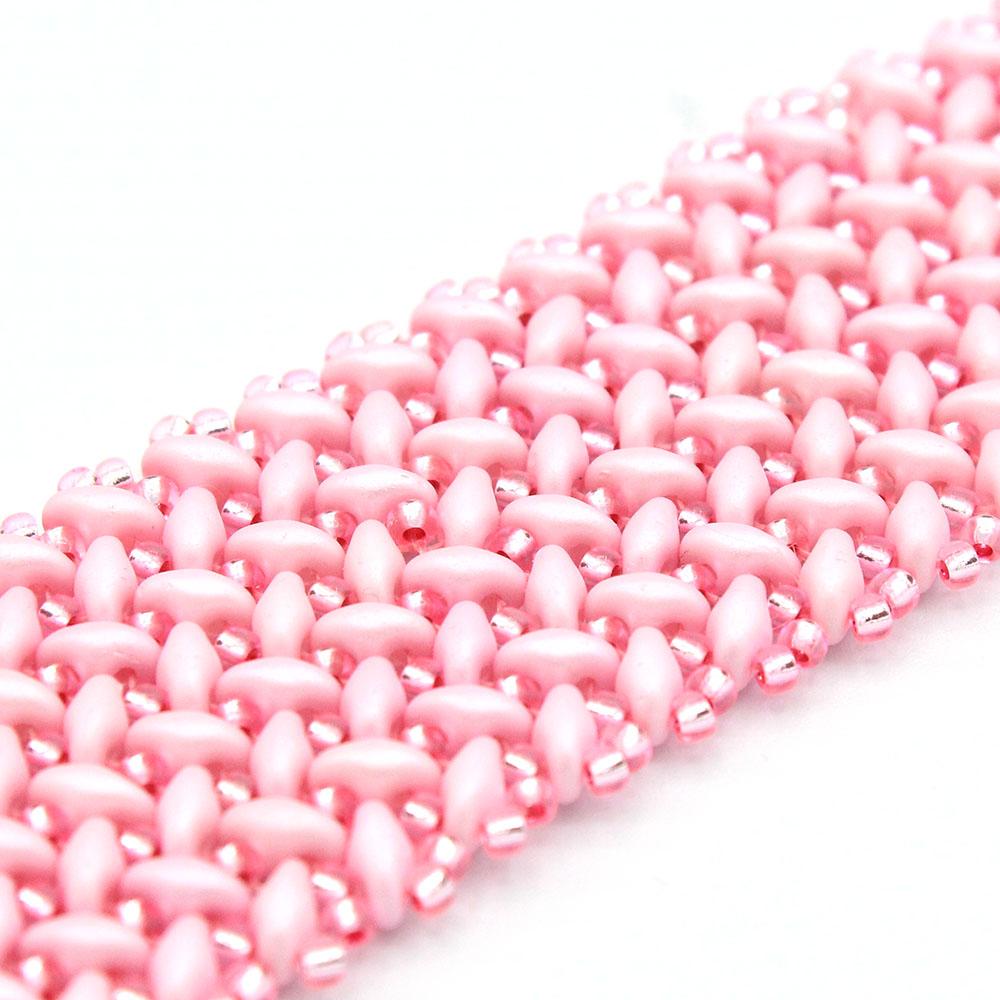 SuperDuo Chevron Bracelet powdery pastel pink bracelet making kit — DIY set with beads and instructions for creating handmade jewelry