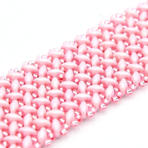 SuperDuo Chevron Bracelet powdery pastel pink bracelet making kit — DIY set with beads and instructions for creating handmade jewelry