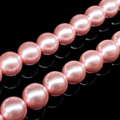 Glass Pearl Round Beads 12mm Rose Pink for jewellery making