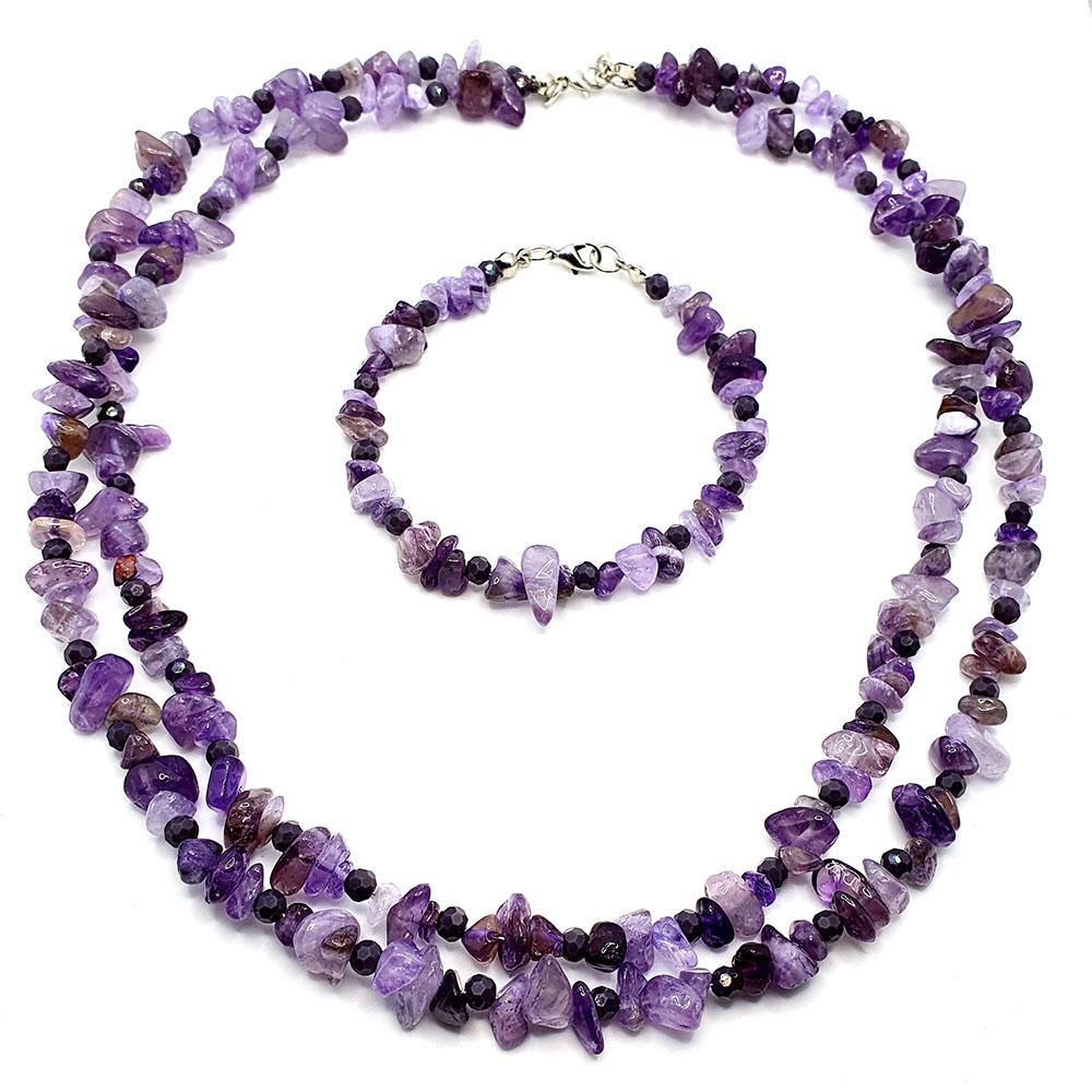 Anya Necklace & Bracelet Set dark amethyst bracelet making kit — DIY set with beads and instructions for creating handmade jewelry