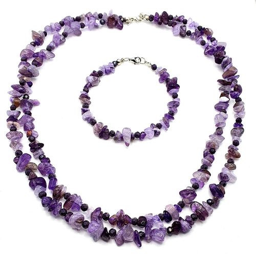Anya Necklace & Bracelet Set dark amethyst bracelet making kit — DIY set with beads and instructions for creating handmade jewelry