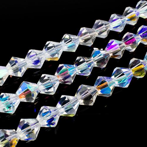 8mm crystal bicone beads crystal half ab — AB finish, faceted for jewelry making and beadwork