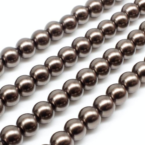 Glass Pearl Round Beads 6mm - Coffee