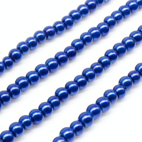 Glass Pearl Round Beads 3mm - Royal Blue