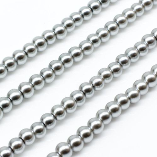 Glass Pearl Round Beads 3mm - Silver Grey