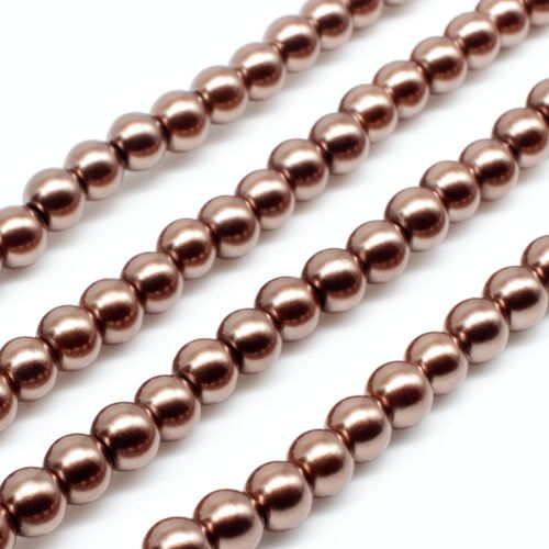 Glass Pearl Round Beads 4mm - Caramel