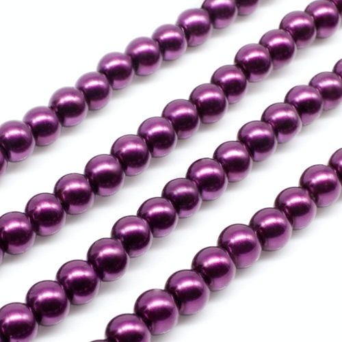 Glass Pearl Round Beads 4mm - Mulberry
