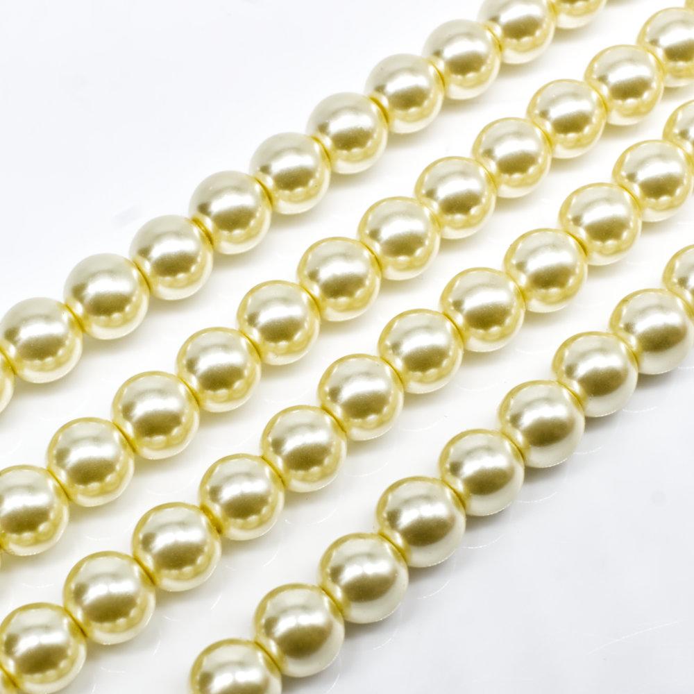 Glass Pearl Round Beads 6mm - Lemon Chiffon