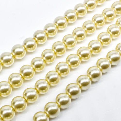 Glass Pearl Round Beads 6mm - Lemon Chiffon