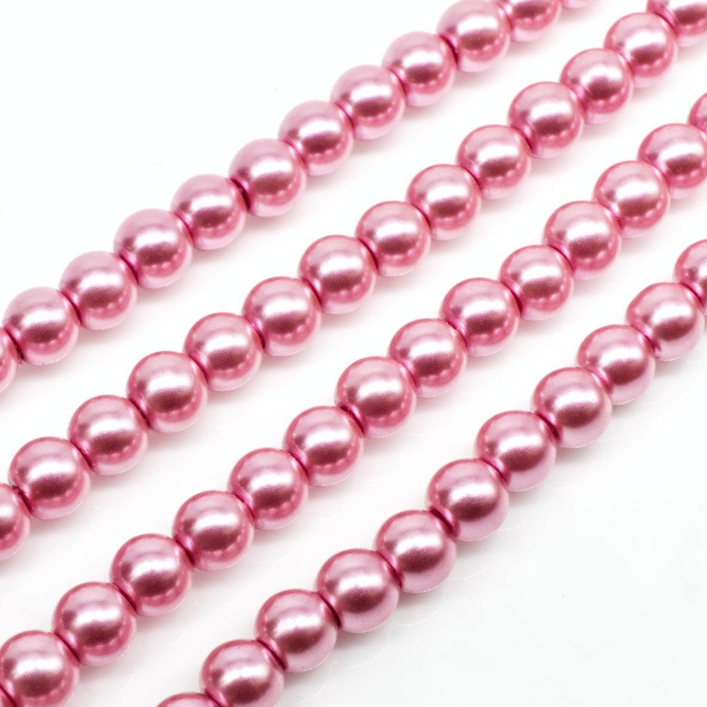 Glass Pearl Round Beads 4mm - Pink