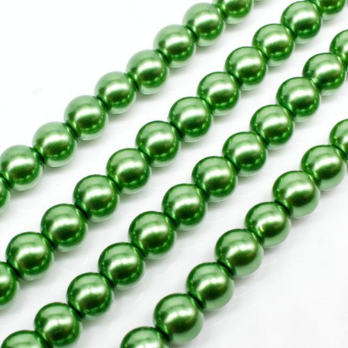 Glass Pearl Round Beads 6mm - Green