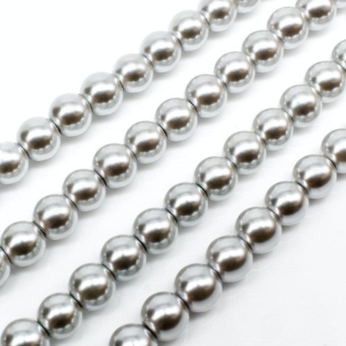 Glass Pearl Round Beads 6mm - Silver Dust