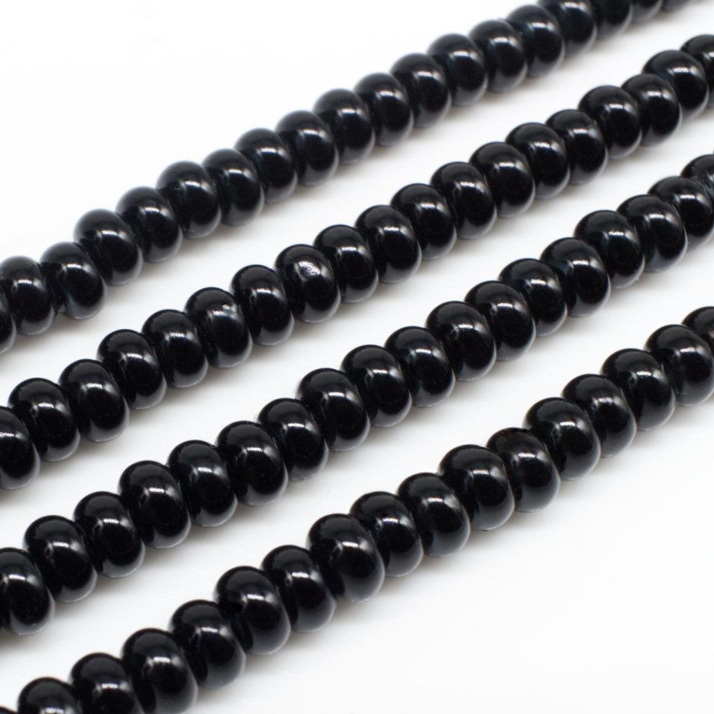 Glass Pearl Rondelle 3x5mm - Black