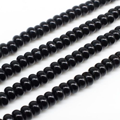 Glass Pearl Rondelle 3x5mm - Black