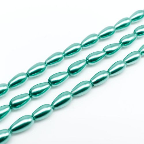 Glass Pearl Drop Beads 4x8mm Turquoise for jewellery making