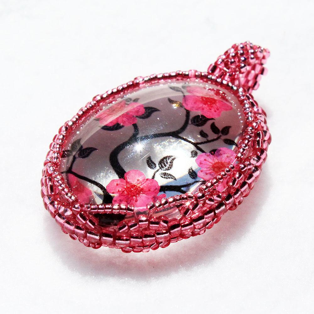 Blossom Cabochon Kit pink mauve jewelry making kit — DIY set with beads and instructions for creating handmade jewelry
