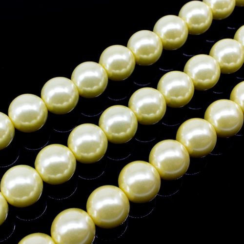 Glass Pearl Round Beads 10mm - Lemon