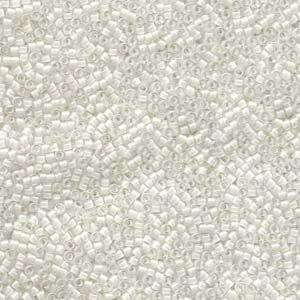 size 11 Miyuki Delica seed beads lined white ab db066 5g — 5g pack, premium Japanese cylinder beads perfect for bead weaving, embroidery,…