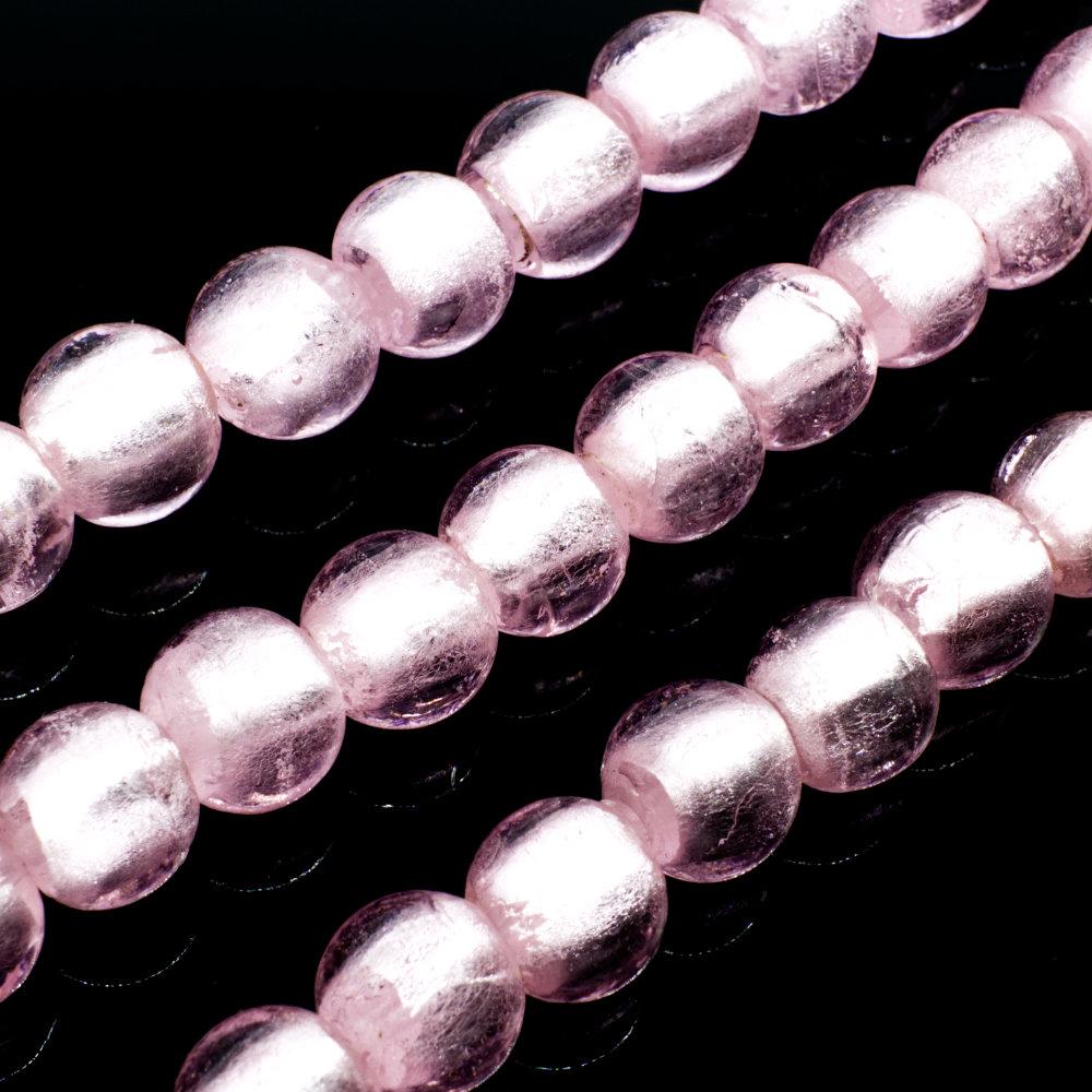 Silver Foil Round Beads 10mm 40pcs Pink for jewellery making