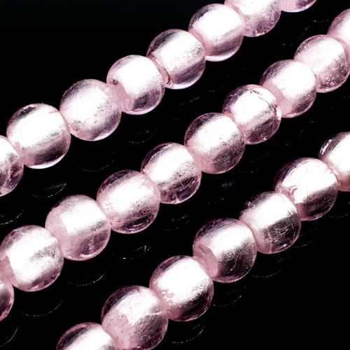 Silver Foil Round Beads 10mm 40pcs Pink for jewellery making