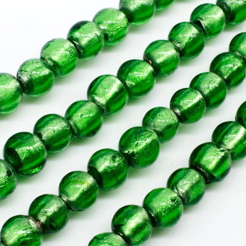 Silver Foil Round Beads 8mm 50pcs Green for jewellery making