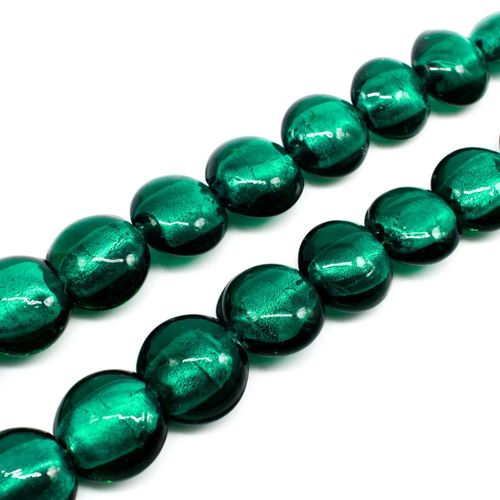 Silver Foil Disc Beads 15mm 25pcs Teal for jewellery making