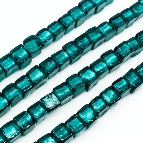 Silver Foil Cube Beads 6mm Teal for jewellery making