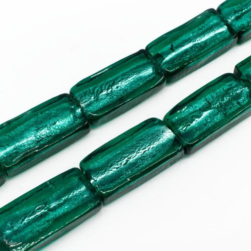 Silver Foil Rectangle Beads 24mm Teal for jewellery making