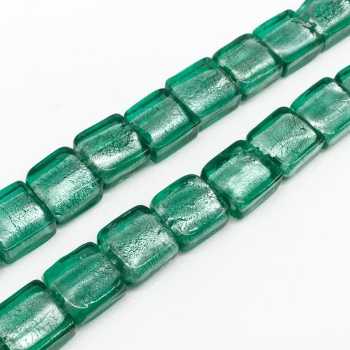 Silver Foil Square Beads 12mm 30pcs Light Teal for jewellery making