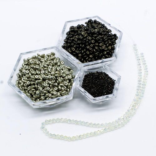 BC Week 43 Superduo Crystal Tealight Holder Green Gold 4mm for jewellery making