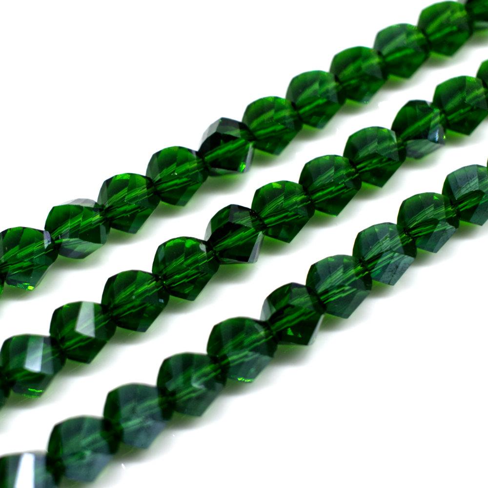 7mm crystal beads emerald green, pack of 25 — faceted for jewelry making and beadwork