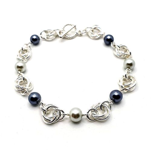 Mobius Pearl Bracelet Makes 6 hematite pearl bracelet making kit — DIY set with beads and instructions for creating handmade jewelry