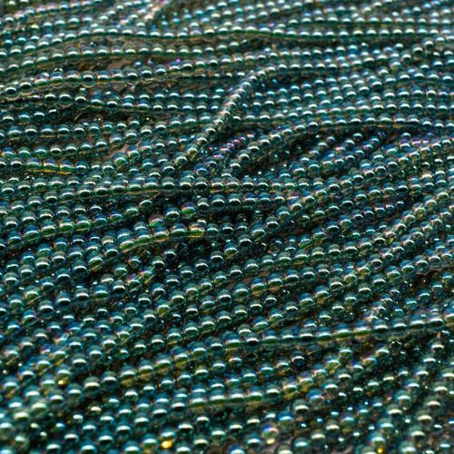 Glass Round Beads 2mm 15" String Electric Green for jewellery making