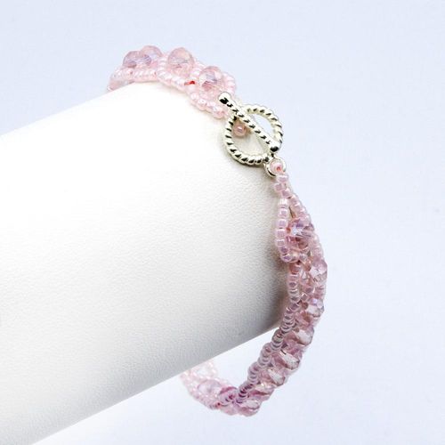Amelia Bracelet Makes 3 soft pink bracelet making kit — DIY set with beads and instructions for creating handmade jewelry