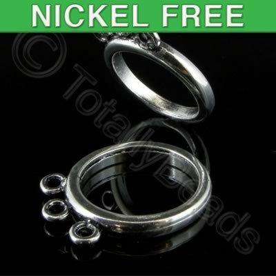 Antique Silver Metal Ring Base 3 Loops 18mm 4pcs