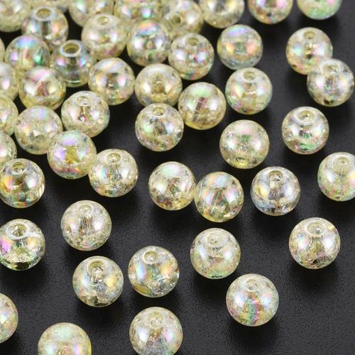 Acrylic Crackle Beads 8mm 100pcs Yellow AB for jewellery making