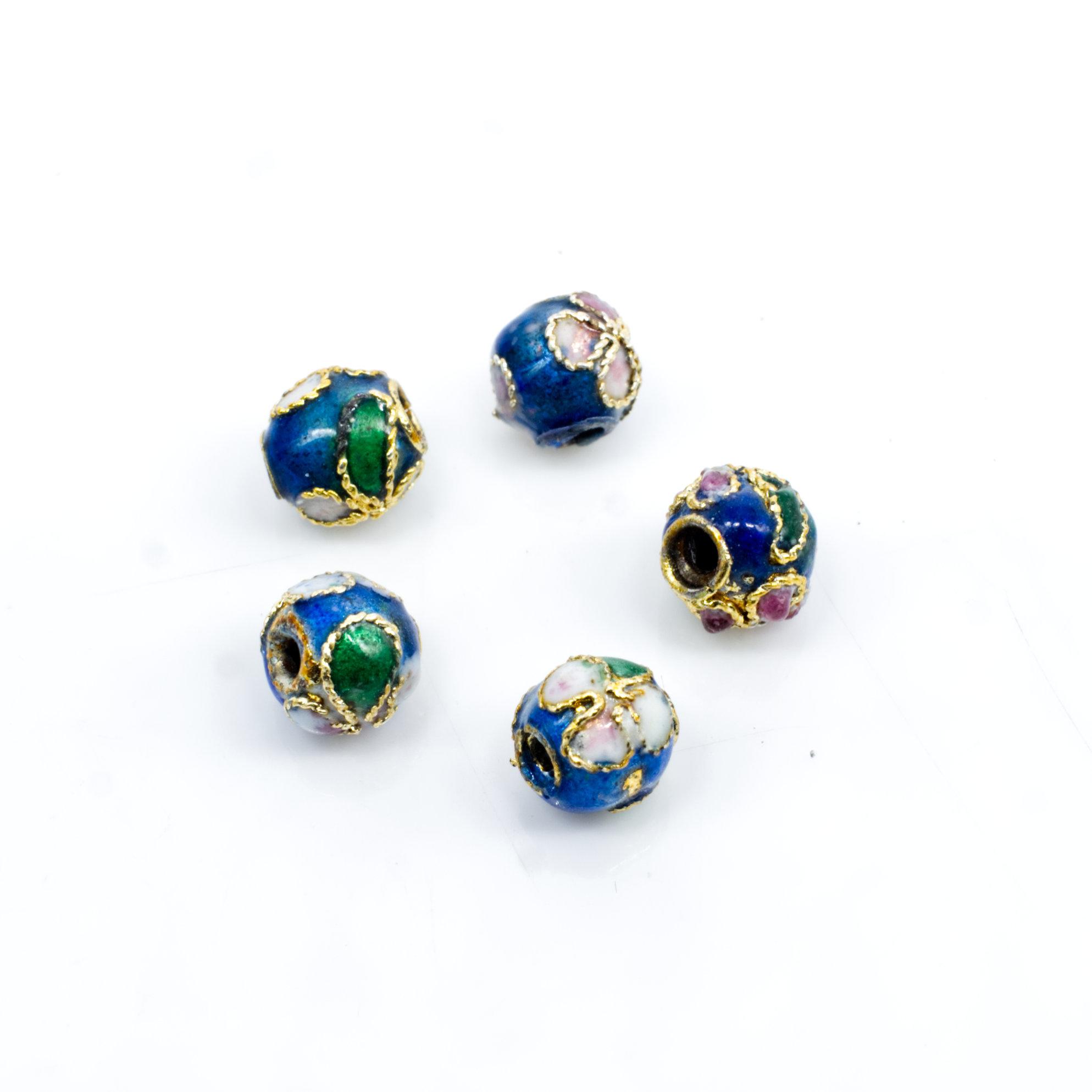 Cloisonne 6mm Round Bead Blue 1pc for jewellery making