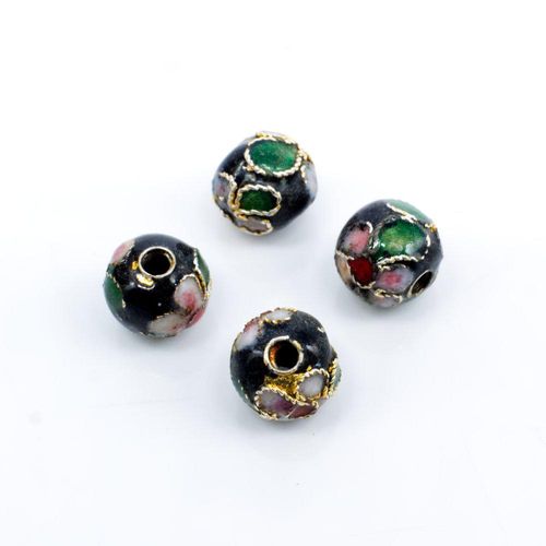 Cloisonne 8mm Round Bead Black 1pc for jewellery making